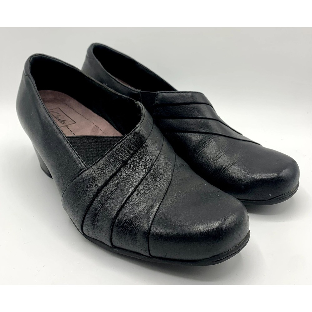 Clarks Women's Black Sugar & Spice Leather Shoe sz 11 (S1153)